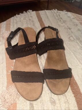 Lucky Brand Black Braided Strap Sandals